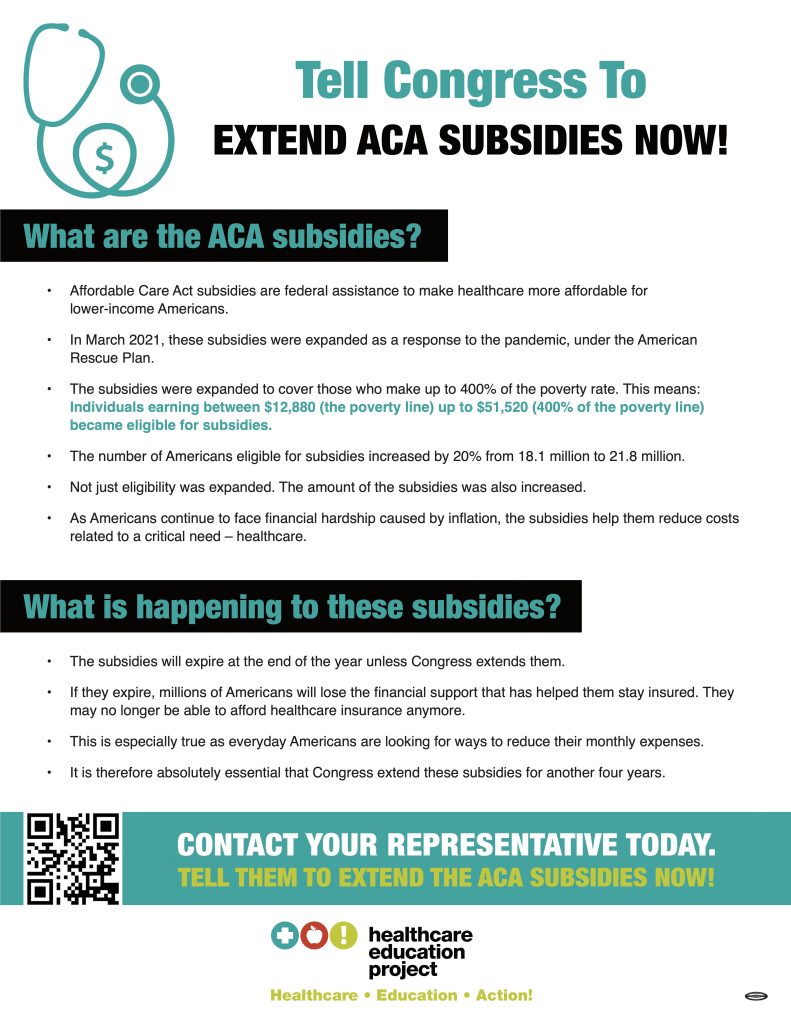 Tell Congress to Extend ACA Subsidies Now!